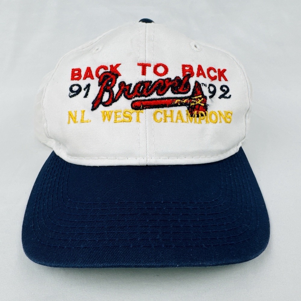 Vintage 1992 Atlanta Braves Back To Back NL West Champions Snapback Hat USA